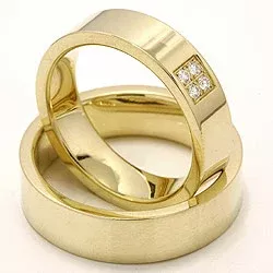 diamant trouwringen in 14 karaat goud 4 x 0,0165 ct - set