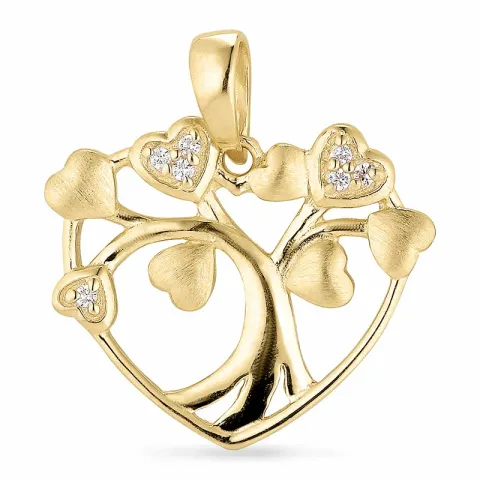 hart boom van het leven hanger in verguld sterlingzilver