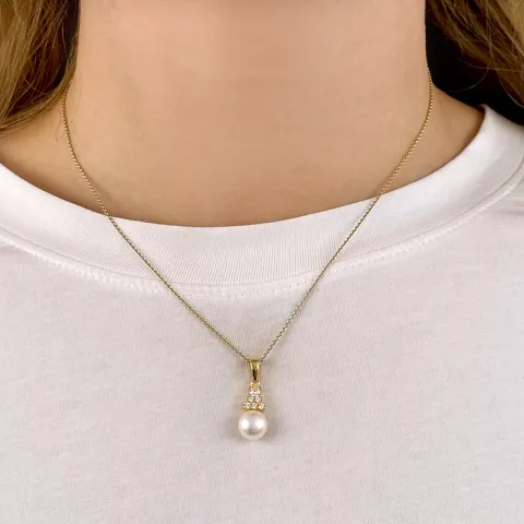 parel hanger in verguld sterlingzilver