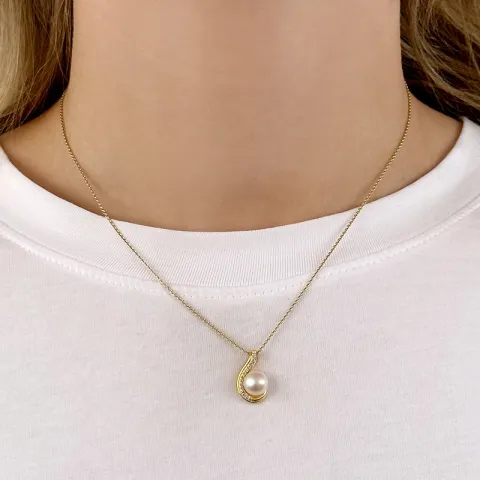 parel hanger in verguld sterlingzilver