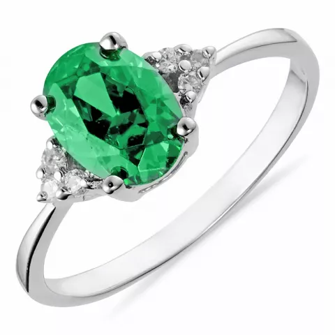 Ovale groen zirkoon ring in zilver