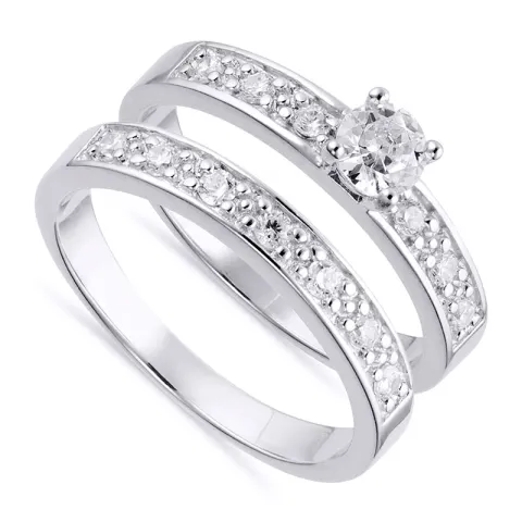Breed witte zirkoon ring in zilver