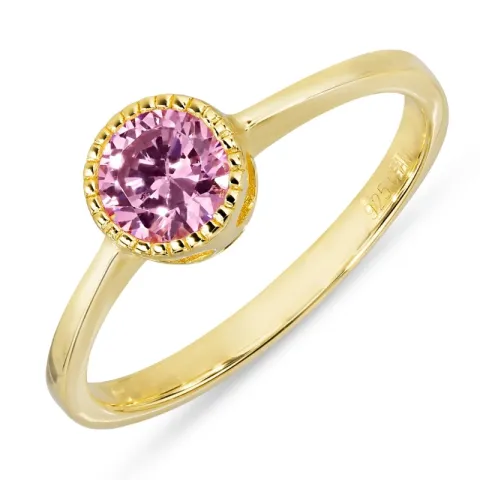 pink zirkoon ring in verguld sterlingzilver