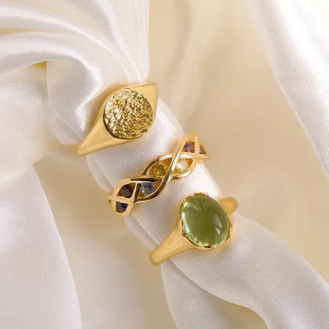 veelkleurig zirkoon ring in verguld sterlingzilver