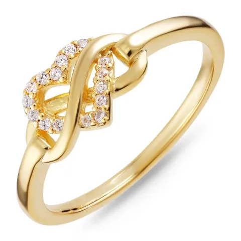 hart zirkoon ring in verguld messing