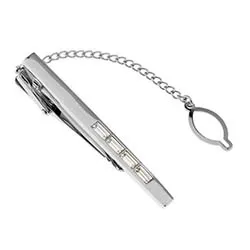 witte kristal dasspeld in staal