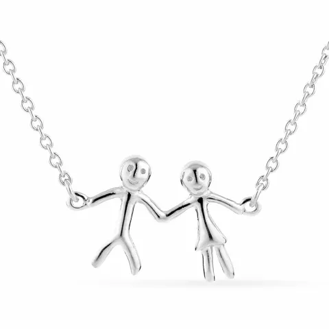 familie hanger met ketting in zilver