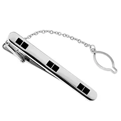 Glanzend zwart kristal dasspeld in staal