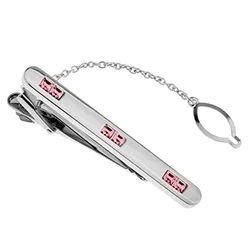 pink kristal dasspeld in staal