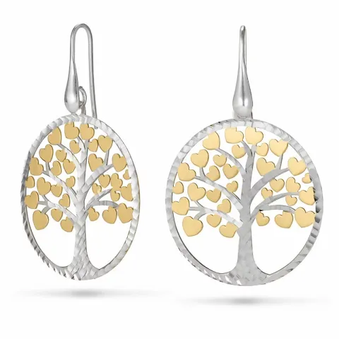 lange boom van het leven oorbellen in zilver