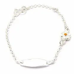 kinder armband in zilver met bloemen hanger in zilver