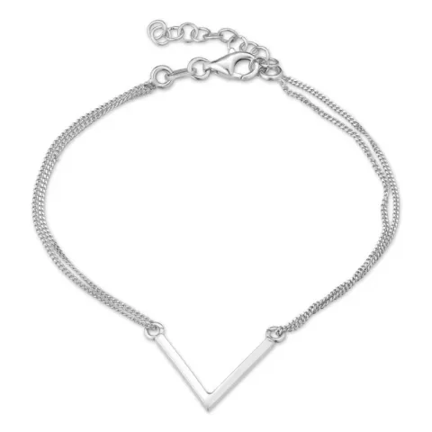 V armband in zilver met hanger in zilver