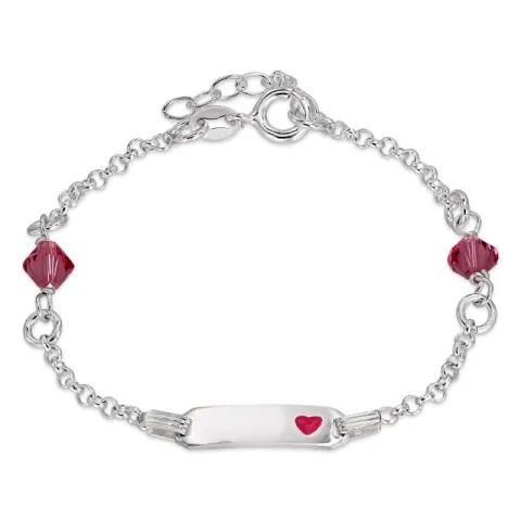 roze kinder armband in zilver met hanger in zilver