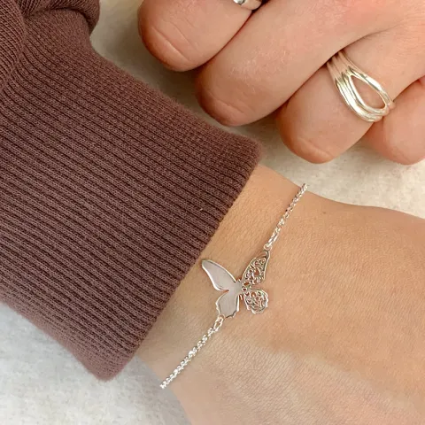 vlinder armband in zilver met hanger in zilver