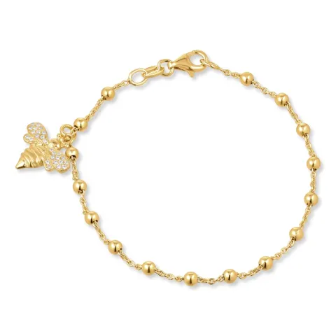 bij zirkoon armband in verguld sterlingzilver met hanger in verguld sterlingzilver