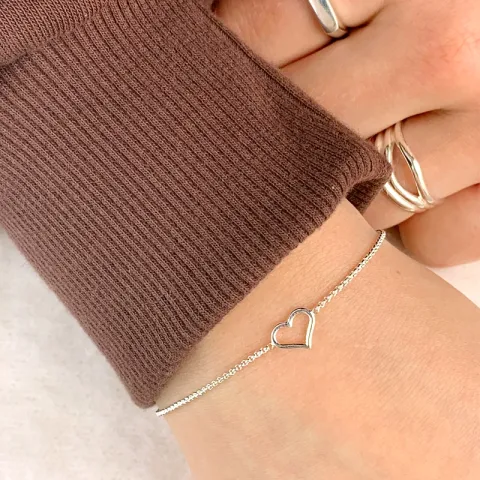 hart armband in zilver met hanger in zilver