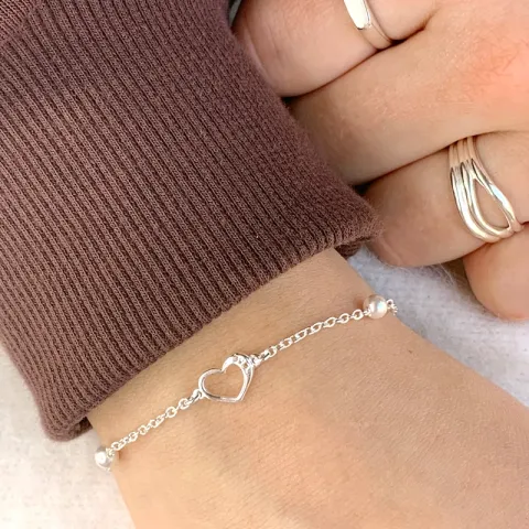 hart armband in zilver met hanger in zilver