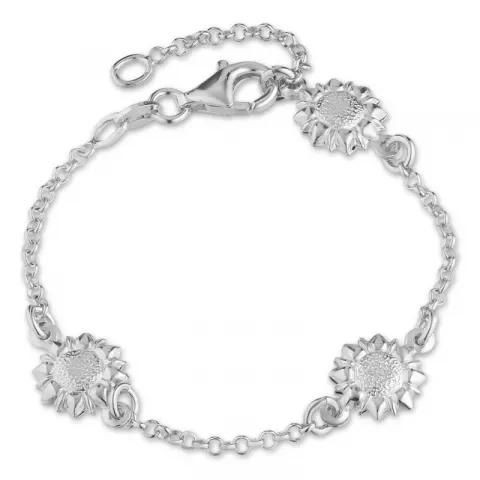 bloem armband in zilver met hanger in zilver