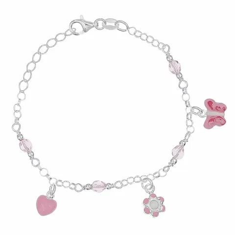 pink kinder armband in zilver met hanger in zilver