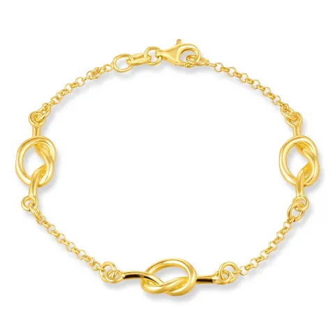 knoop armband in verguld sterlingzilver met hanger in verguld sterlingzilver