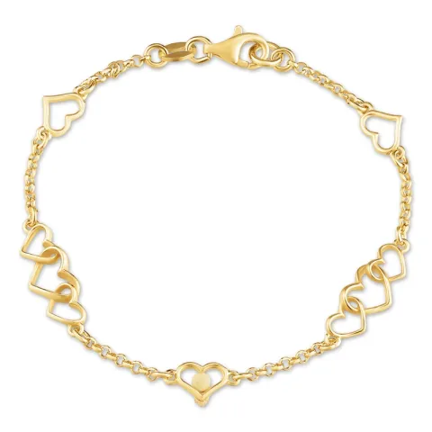 hart armband in verguld sterlingzilver met hanger in verguld sterlingzilver