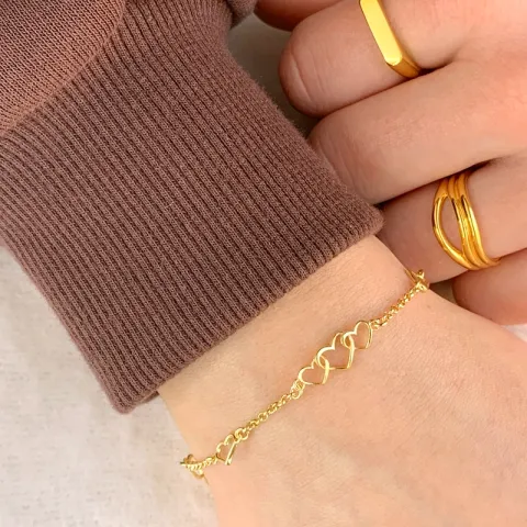 hart armband in verguld sterlingzilver met hanger in verguld sterlingzilver