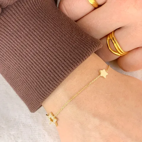 ster armband in verguld sterlingzilver met hanger in verguld sterlingzilver