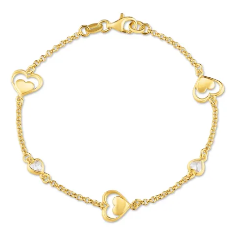 hart armband in verguld sterlingzilver met hanger in verguld sterlingzilver
