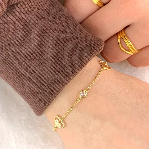 hart armband in verguld sterlingzilver met hanger in verguld sterlingzilver