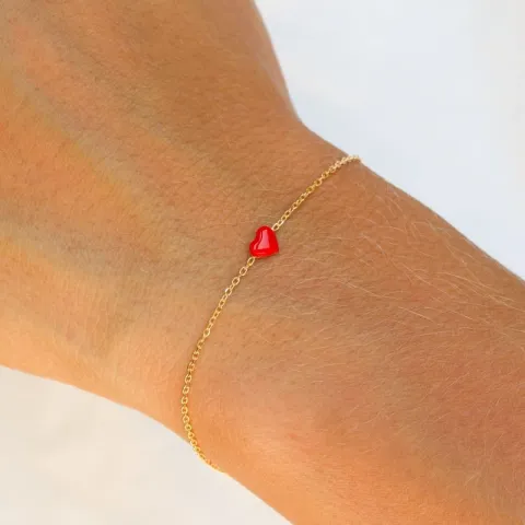 hart kinder armband in verguld sterlingzilver met hanger in verguld sterlingzilver