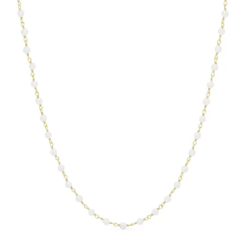 rond witte parel ketting in verguld sterlingzilver 40 cm plus 5 cm x 3,3 mm