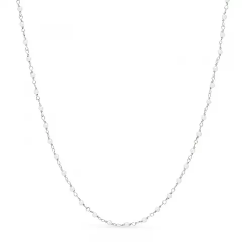 rond witte parel ketting in zilver 40 cm plus 5 cm x 2,7 mm