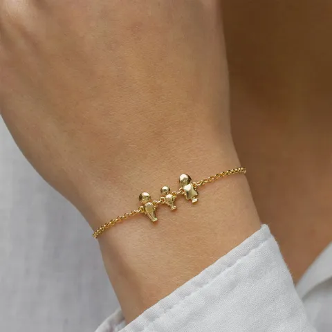 familie armband in verguld sterlingzilver met Vader - Zoon - Moeder in verguld sterlingzilver