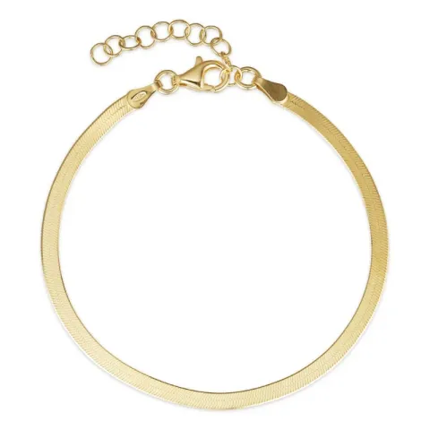 plat slangenarmband in verguld sterlingzilver  x 2,5 mm
