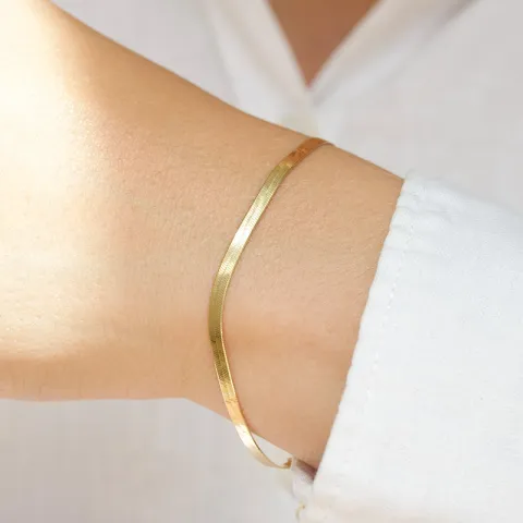 plat slangenarmband in verguld sterlingzilver  x 2,5 mm