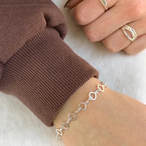 hart armband in zilver met hanger in zilver