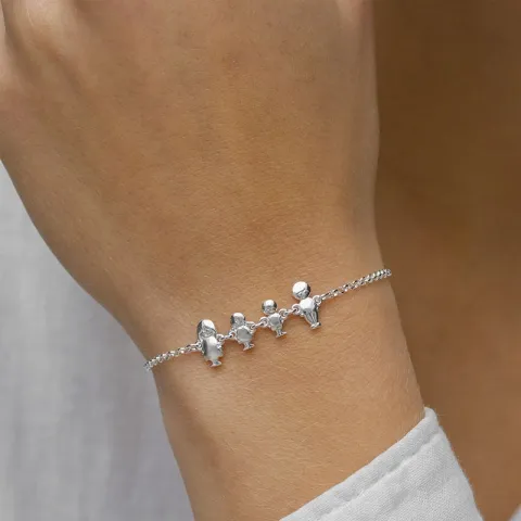 familie armband in zilver met Vader - Zoon - Dochter - Moeder in zilver