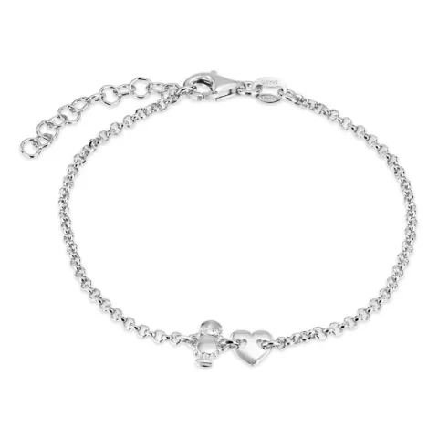 familie armband in zilver met Hart - Dochter in zilver