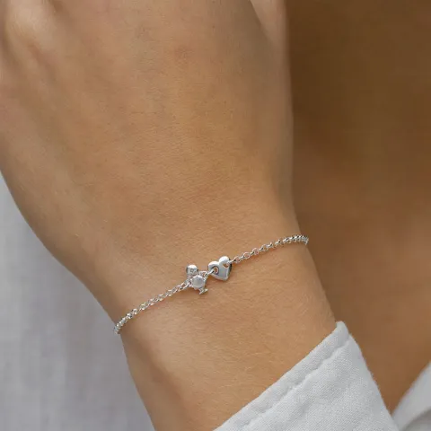 familie armband in zilver met Hart - Dochter in zilver