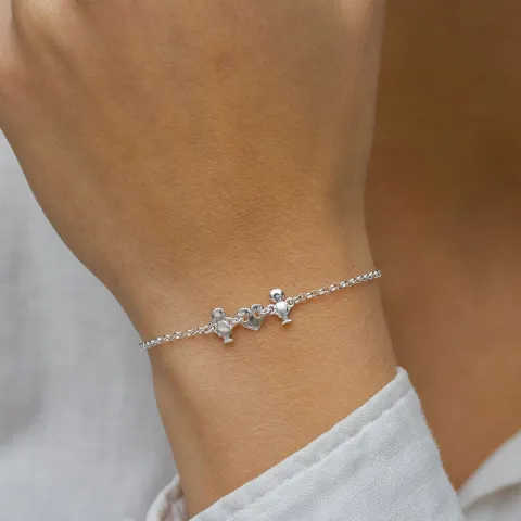 familie armband in zilver met Zoon - Hart - Dochter in zilver