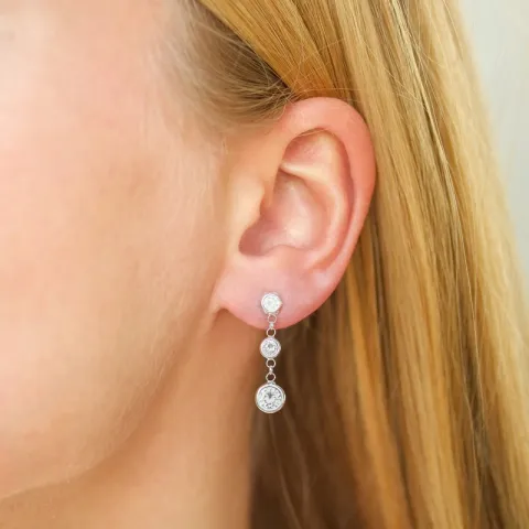 witte ketting oorbellen in zilver