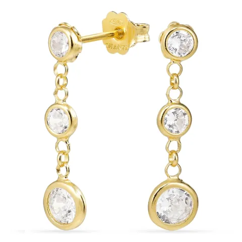 witte ketting oorbellen in verguld zilver