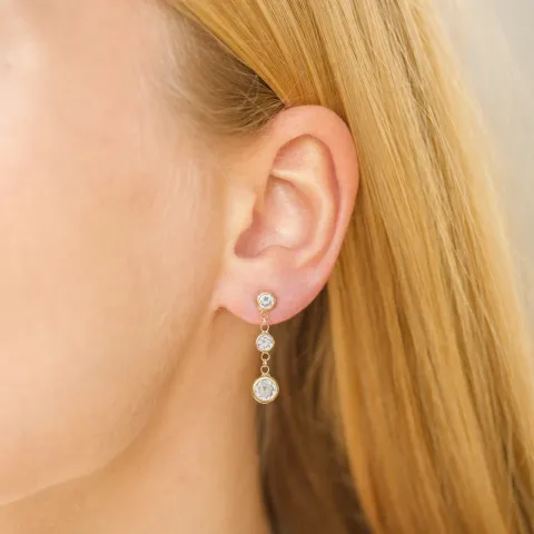 witte ketting oorbellen in verguld zilver