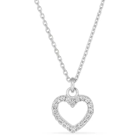 hart zirkoon ketting in zilver