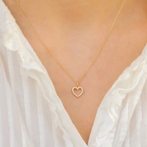 hart ketting in verguld sterlingzilver