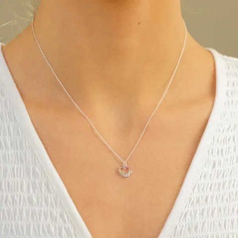 hart veelkleurig ketting in zilver