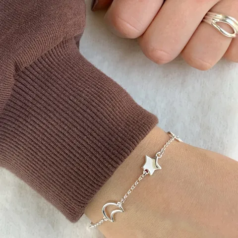 maan en ster armband in zilver