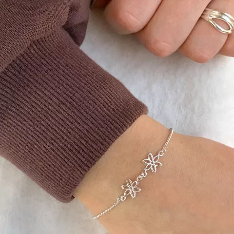 klein bloem kinder armband in zilver