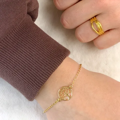 boom van het leven armband in verguld sterlingzilver