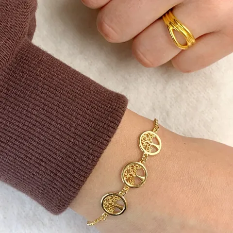 boom van het leven armband in verguld sterlingzilver met hanger in verguld sterlingzilver